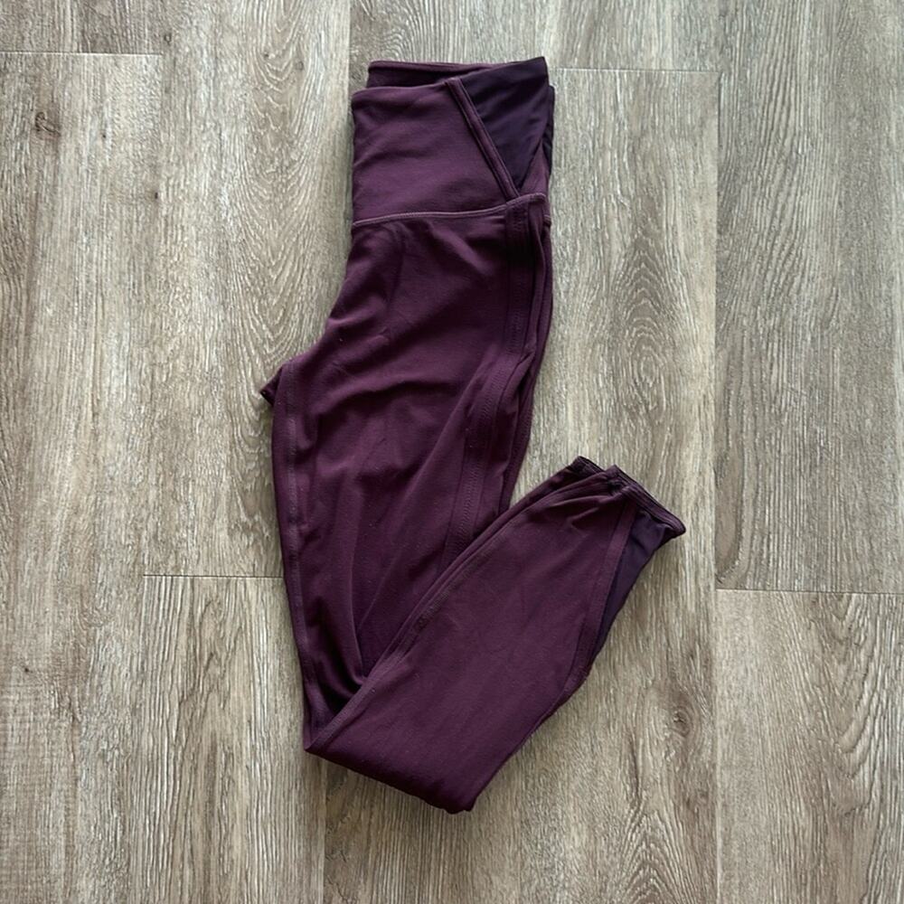 Athleta High Rise Peekaboo 7/8 Tights Maroon XS Powervita Leggings‎